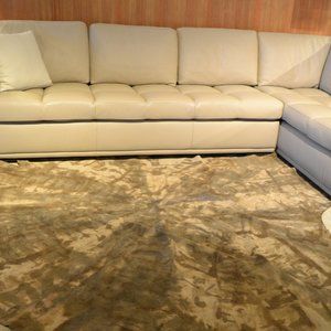 Cow Hide suede Leather Rug Large Brown Tan beige ivory camo Hand Painted tie dye